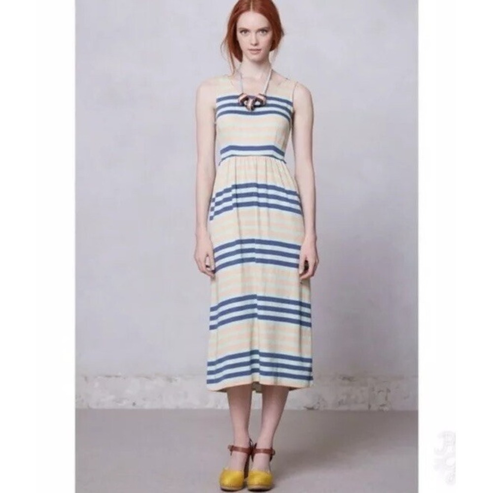 Dusen Dusen Anthropologie Spring Stripe Midi Dress Size 0